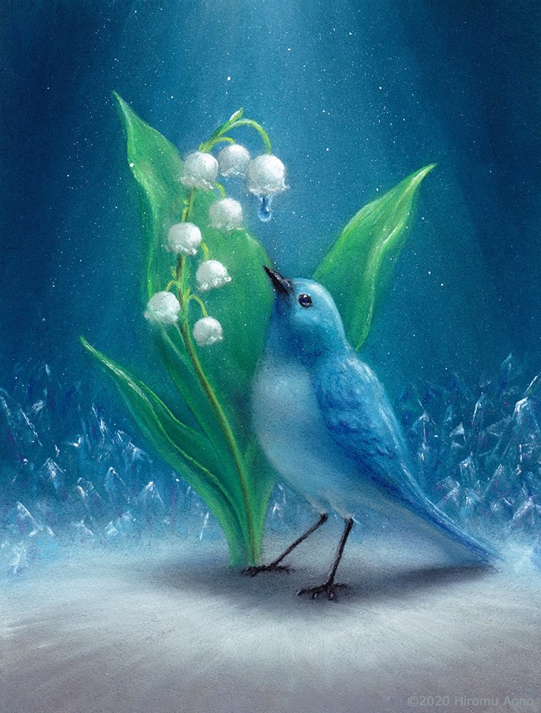 青野広夢 修善寺cotori個展9 15 9 25 幸せの涙に変えるから 君の悲しみも 君の苦しみも 全て飲み干して 幸せの涙に変えるから パステル スズラン 幸せの青い鳥 イラスト 絵描きさんと繋がりたい