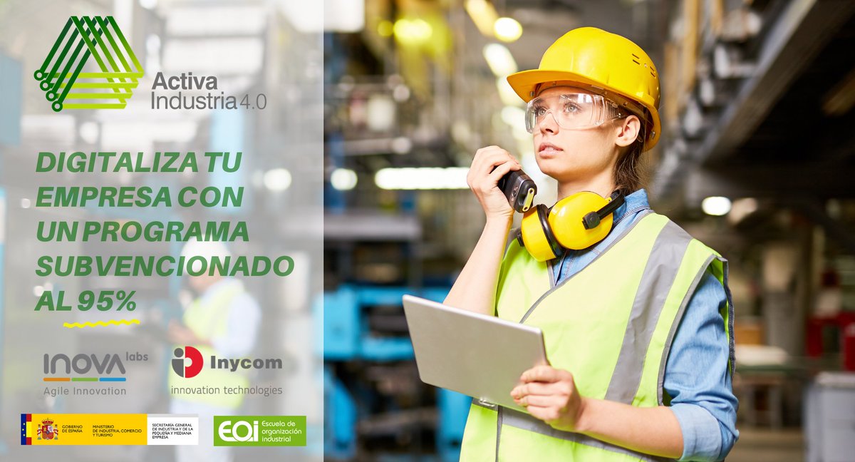 Inycom's tweet image. 🦾¡Nueva convocatoria de #ActivaIndustria40! 

🏭Dirigido a #industrias

🔝¿Qué ofrece?: Diagnóstico de situación y de un plan de transformación (habilitadores digitales necesarios y hoja de ruta para su implantación).

📩¡Consúltanos! info@inycom.es 
#IndustriaDeFuturo