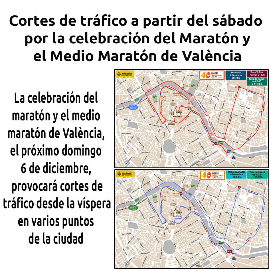 hosteleriaenvlc's tweet photo. CORTES DE TRÁFICO A PARTIR DEL SÁBADO POR LA CELEBRACIÓN DEL MARATÓN Y EL MEDIO MARATÓN DE VALÈNCIA
https://t.co/xj2GnePw8K
@AjuntamentVLC #AyuntamientoValencia #HosteleriaEnValencia #MaratonValencia #MediaMaraton #CortesDeTrafico #Valencia #AppValencia #Geoportal #Carrera https://t.co/Uao9XFrdCc