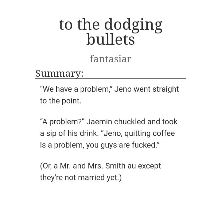 afantasiar's tweet photo. to the dodging bullets 

• jeno/donghyuck 
• teen and up
• 23k 
• written for @00ficfest 
• warnings: violence and blood.

https://t.co/STzYcxdPrf https://t.co/g30ibGmiLL