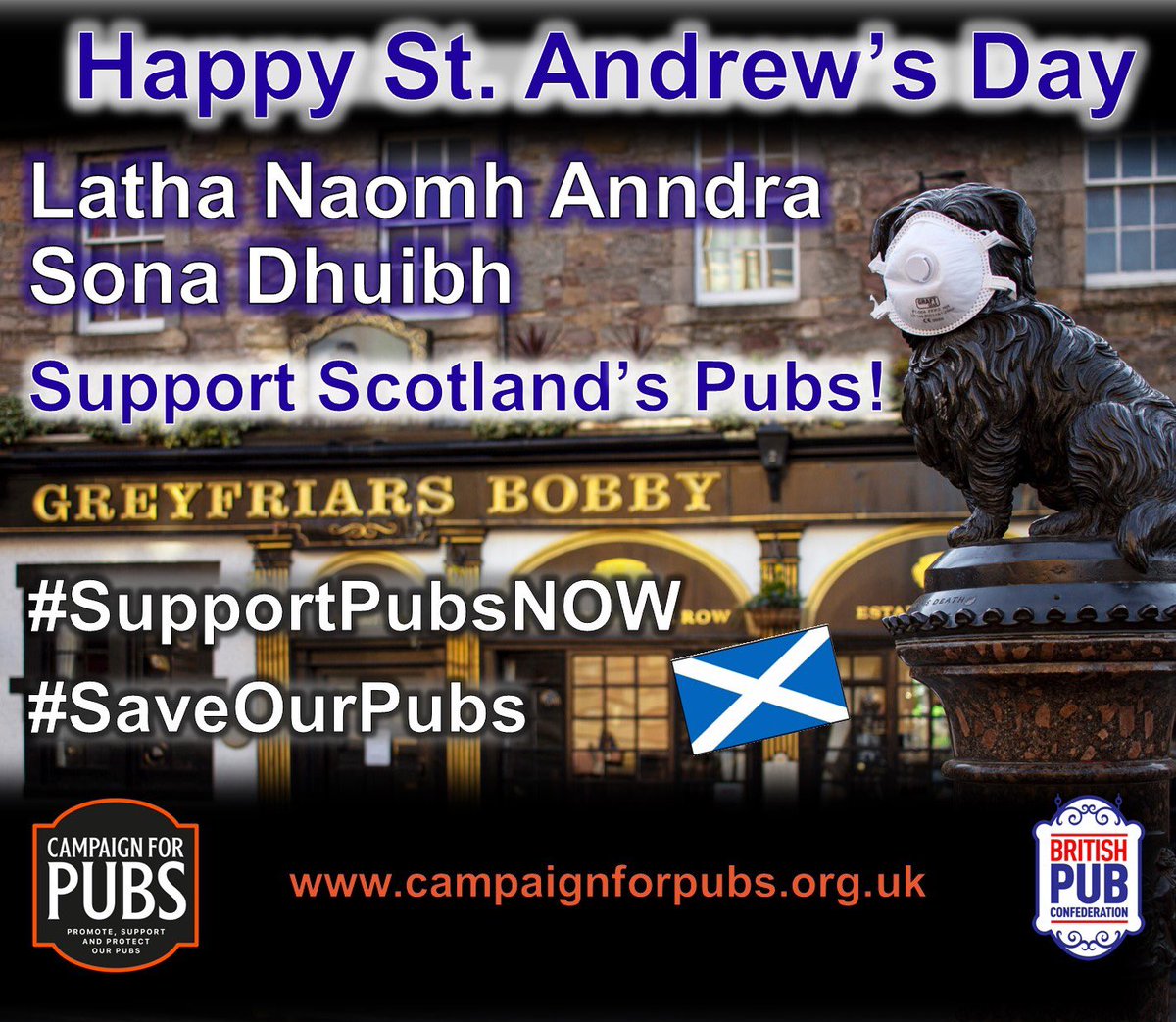 There’s never been a tougher time, but important to say #HappyStAndrewsDay to all #Scottish #pubs, #publicans & brewers & suppliers & all Scottish #pub lovers in #Scotland & everywhere 🏴󠁧󠁢󠁳󠁣󠁴󠁿🍻🥃 

Here’s to more support & a better 2021 🙏

#StAndrewsDay #SupportPubsNOW #SaveOurPubs