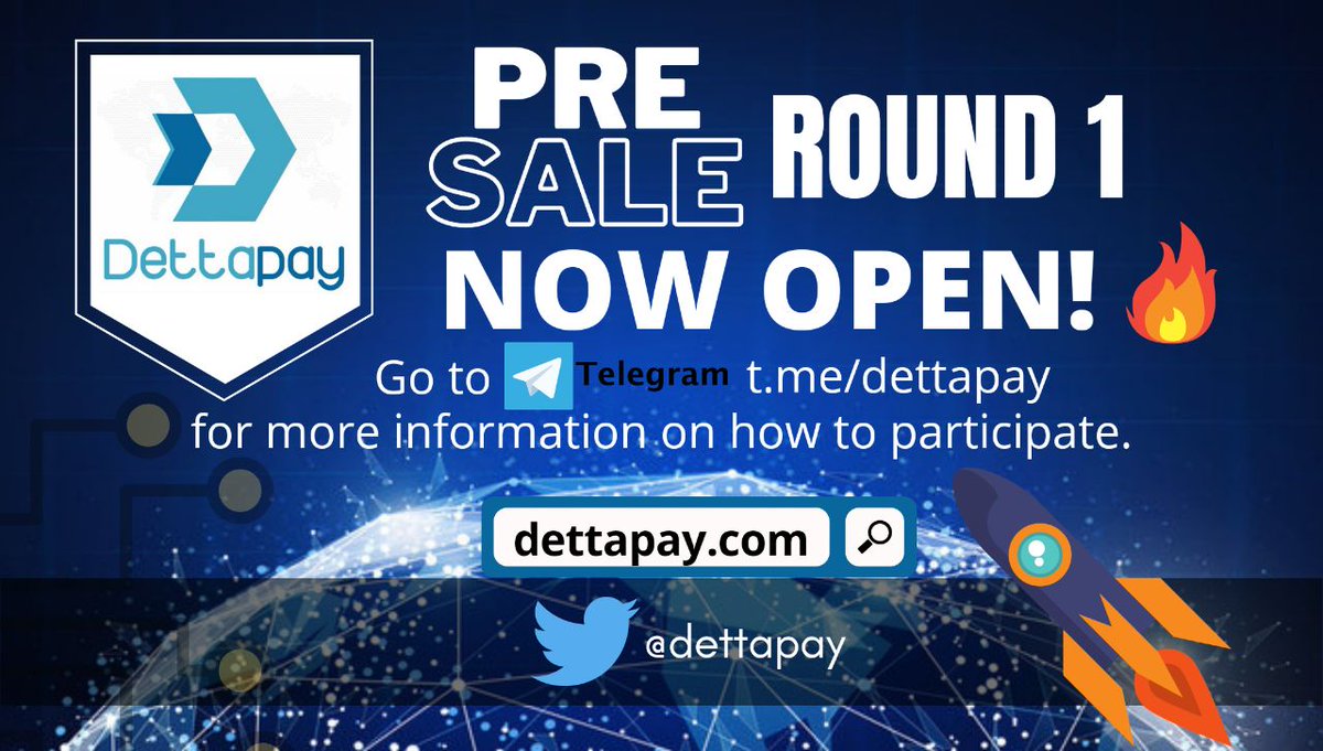 dettapay's tweet photo. 🔵 Dettapay Presale Round 1 is NOW LIVE! 
🌠 Go to https://t.co/tpglXVQ2yv to get detailed infor on how to participate

Make Haste! Awesome Offer!
☆ PRIVATE SALE SOLD OUT IN 3 HOURS
Next👇
● PUBLIC SALE Round 1 OPEN NOW!
Price: 1 ETH = 250 DETTA 

🦄UNISWAP: 1 ETH = 180 DETTA🤑 https://t.co/tjSmjpYVgD