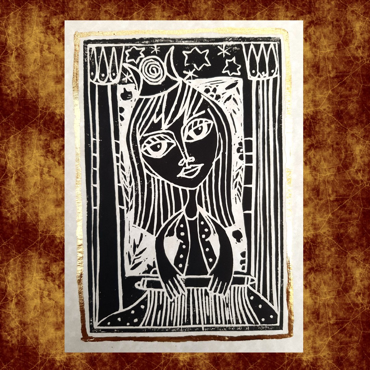 billybeaumont's tweet photo. Another lino cut design, no4, in the current running series based loosely on medieval imagination. From initial colour design in pen and ink and watercolour, cut into a block then printed. A fun journey. https://t.co/6yw3eg29OY