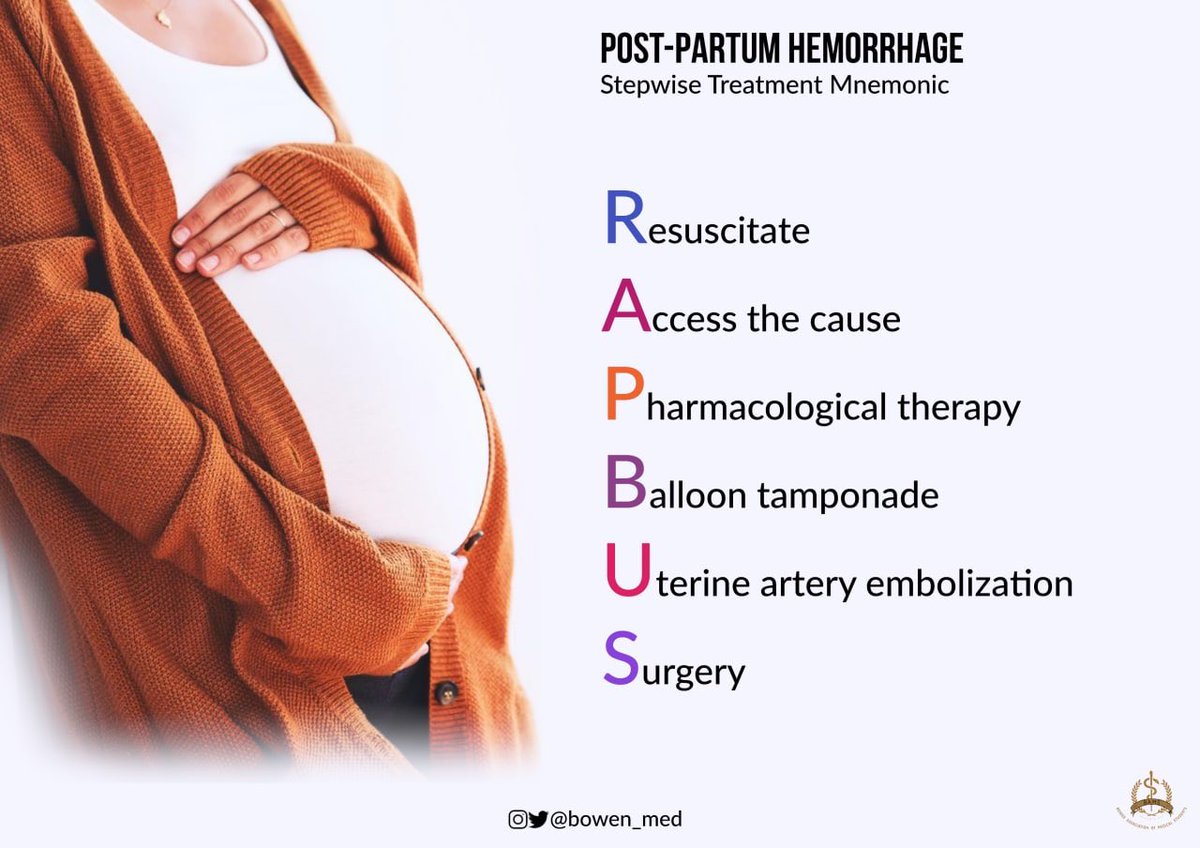 Something about Post-Partum Hemorrhage at your finger tips🙌🏽

#MedTwitter
#academicnuggets
#postpartumhemorrhage
#BAMSacademiccommittee