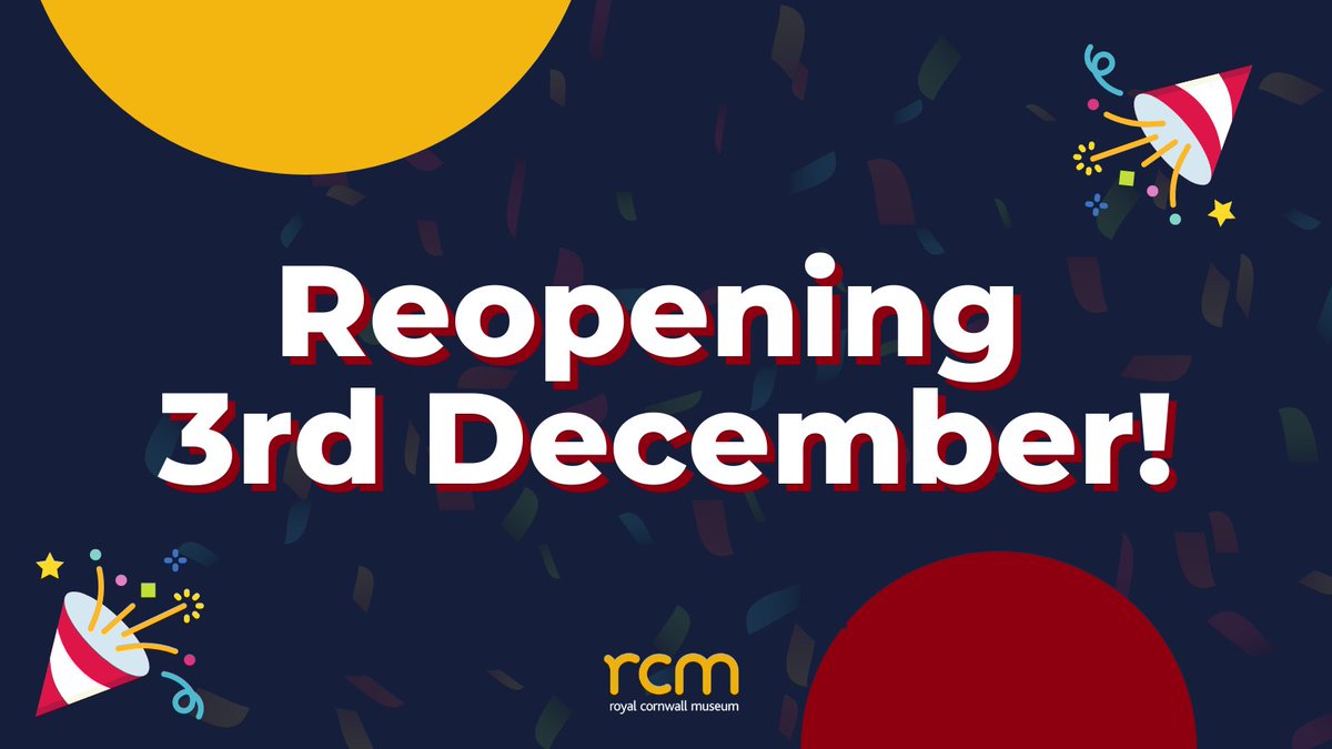 RCM will be re-opening from Thursday 3rd December until 23rd December when we close for the festive period. 
See website and social media for further updates.

We look forward to welcoming you back!

#Museums #Cornwall #Truro