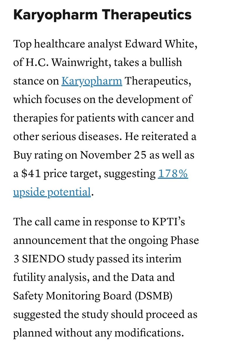  $KPTI sounds good. Now patiently waiting on a +$30 stock price
