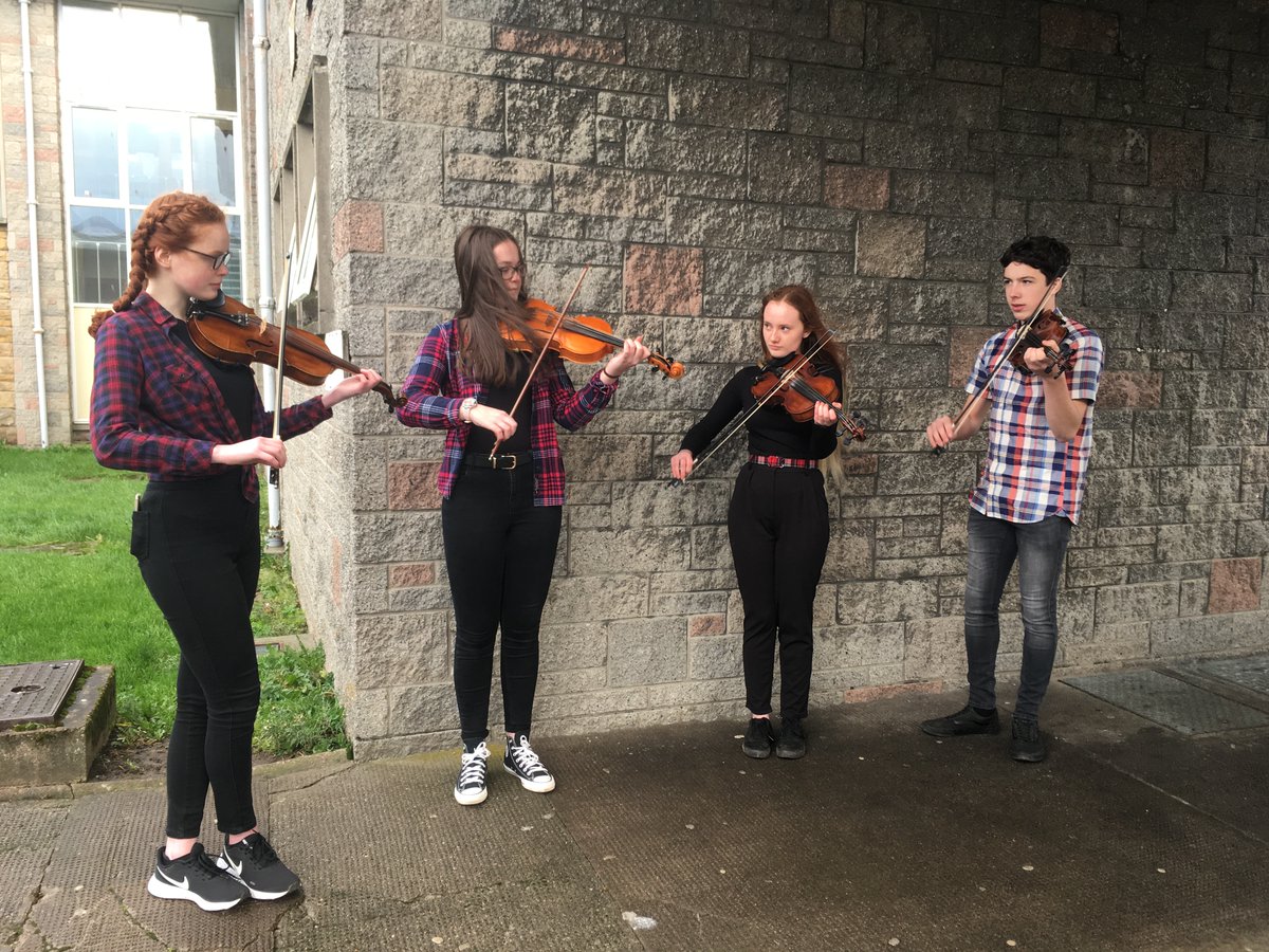KeithGrammar's tweet image. These hardy fiddlers gave us a few tunes for St Andrew's Day at interval.The Prefect Charity Gp have been collecting for @MorayFoodPlus and wish to thank everyone who has donated so far.This will all go in with the Leadership Class reverse advent which you can keep donating to...
