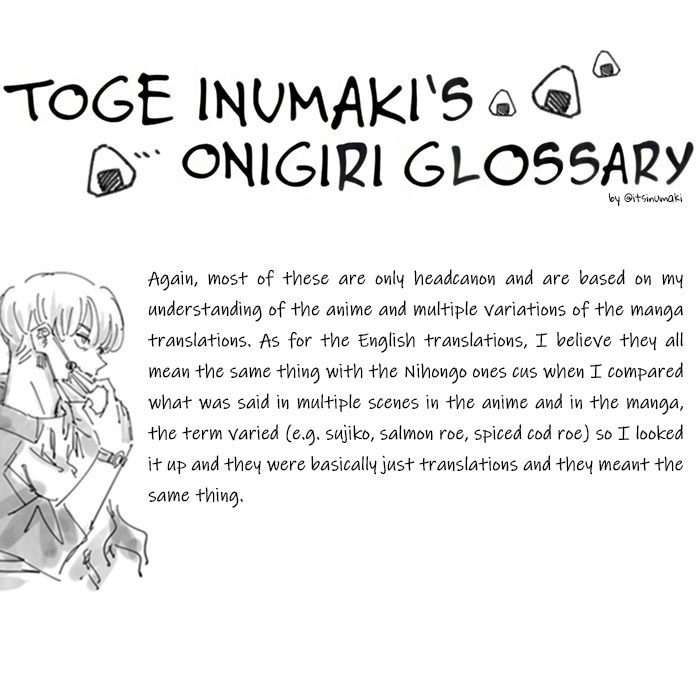 O Xrhsths Inumaki Toge Sto Twitter Ultimate Guide To Inumaki Toge S Onigiri Language Thought Process And Explanations In The Thread