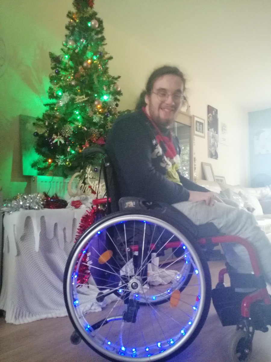 sheleia's tweet photo. Check out Owen's wheel lights for today's challenge laps. @SuperheroTri @Freedom4wheels @MarvelUK #AtHomeSuperheroes #AtHomeChallenge #findyourpower #AtHomeWinterWonderWheels https://t.co/OIslEU2cT1