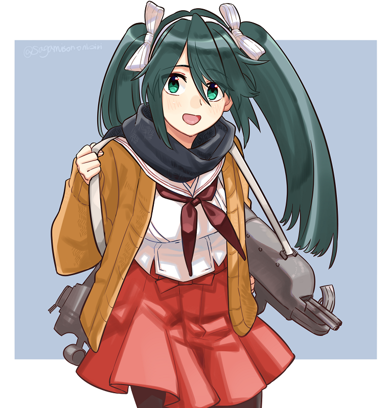 isuzu (kancolle) 1girl solo twintails neckerchief skirt long hair scarf  illustration images