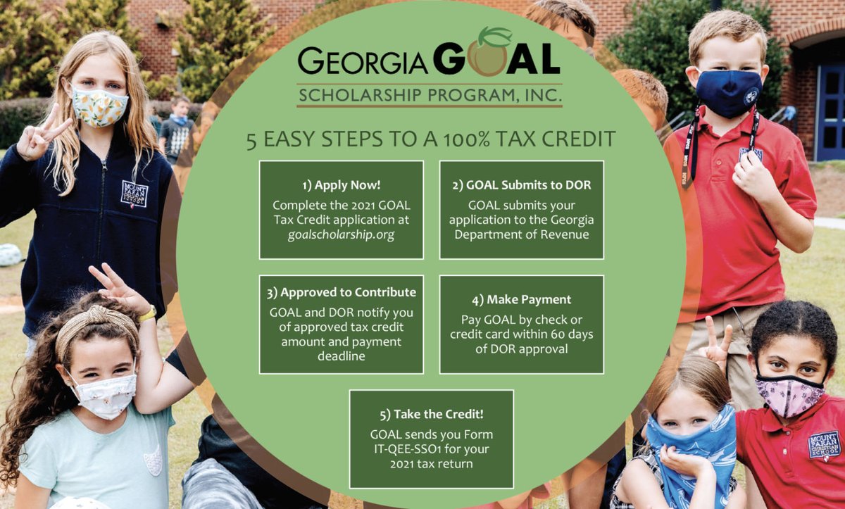 mtparanschool's tweet photo. Through the Georgia GOAL Scholarship Program, you can choose how your state tax dollars are spent!
You can “take the credit” and enable more students to thrive at MPCS. #5EasySteps
https://t.co/jJEYg9pXSg https://t.co/CJr8WxNEKU