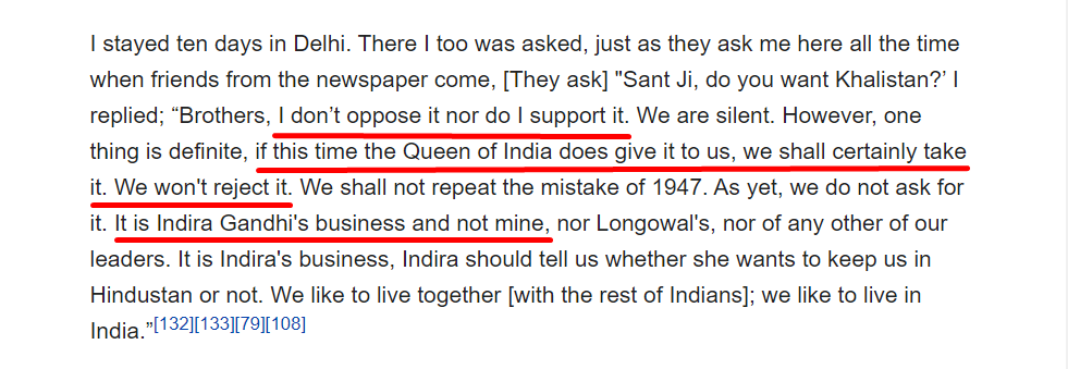 Sorry if the thread is getting longer, we are entering into the closure phase.During interviews, JSB remains vague about separate Khalistan as 'neither demanded, nor denied'. In a speech in Mar'83, JSB put the onus on Indira Gandhi about demands of Khalistan. (pic)19/n