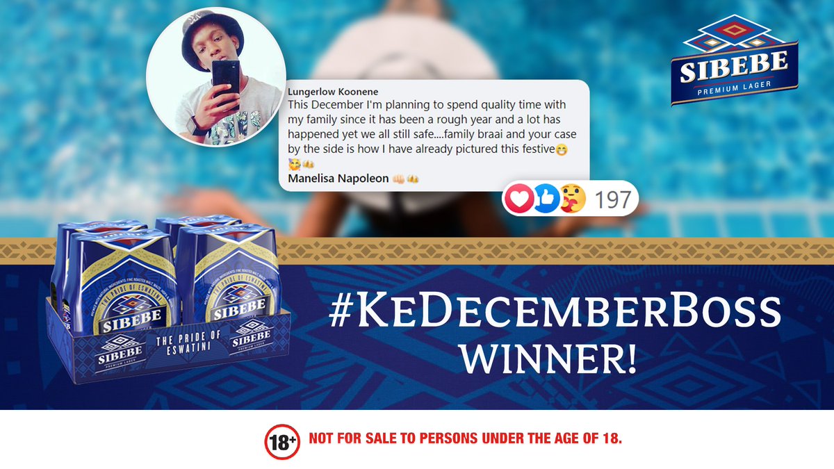 SibebePremium's tweet photo. Ke December Boss! We on that festive tip! Congratulations Lungerlow Koonene for winning a Sibebe Premium Lager case! 🍻🎉Enjoy that family braai chief! We're so glad to be a part of it!
A big shoutout to all our Sibebe fans who shared their December plans with us
#DecemberLoading https://t.co/6tsj1gV7TD