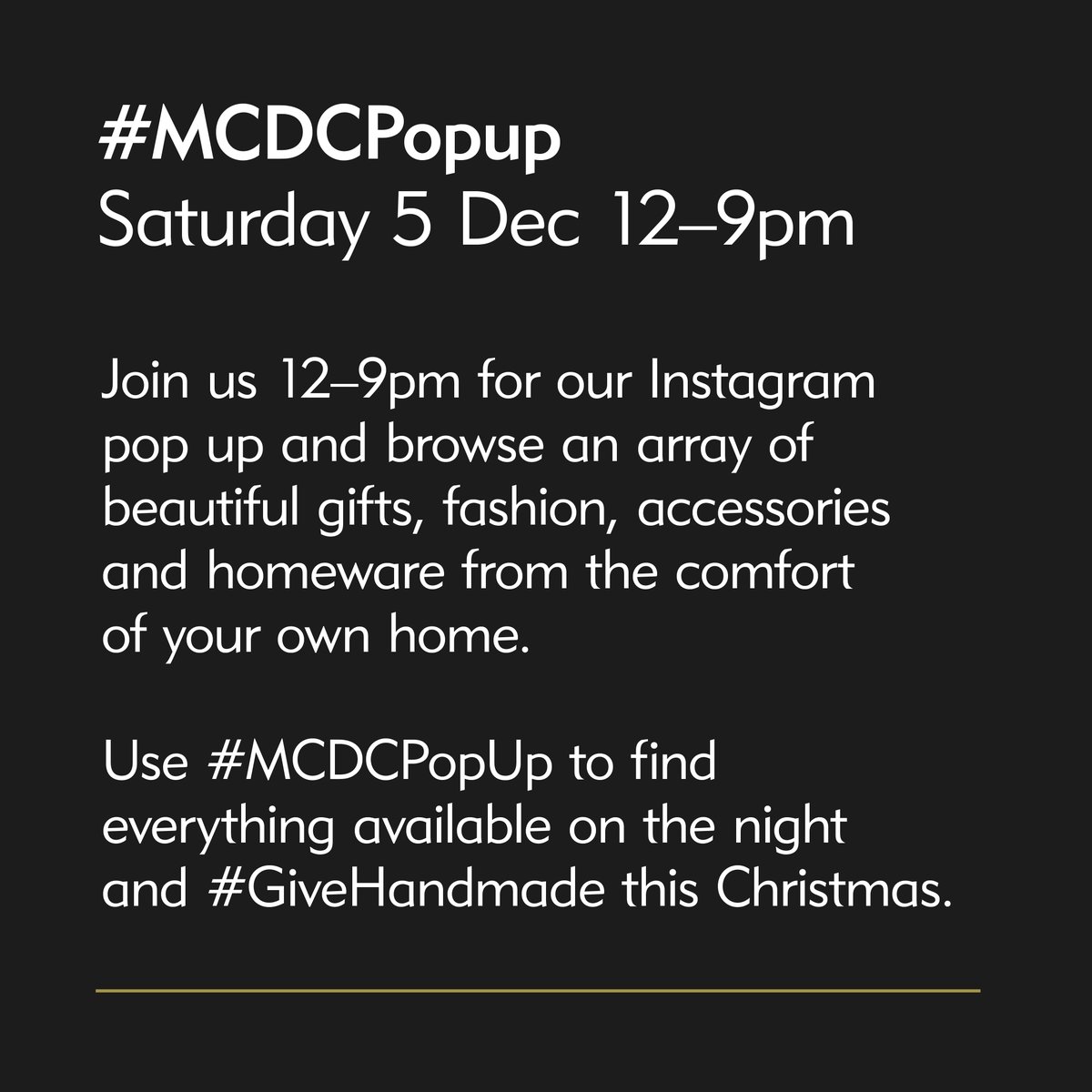 #Friday13th turned out to be so lucky and fun for our last Instagram pop up that we're having another one! Join us 5th Dec 12-9pm and shop beautiful gifts from the comfort of your own home. Use #MCDCPopUp on the night and #GiveHandmade this Christmas... instagram.com/explore/tags/m…