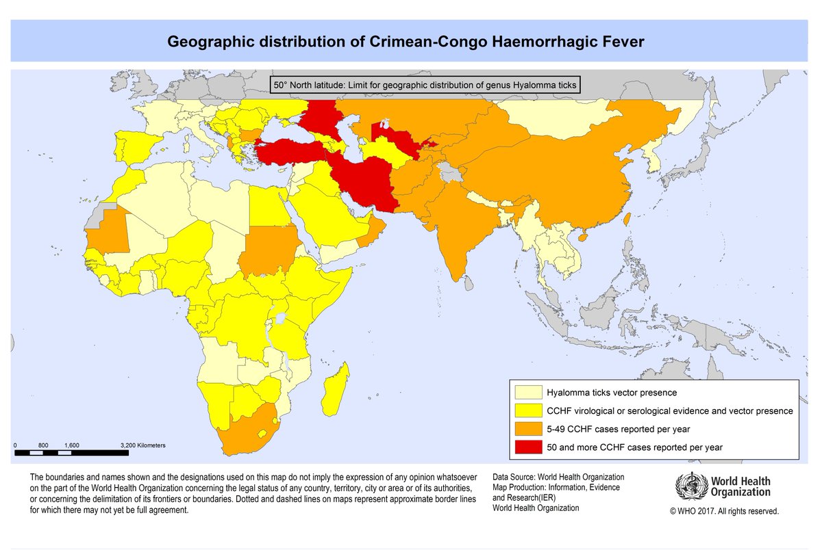 Map showing where CCHFV is endemic