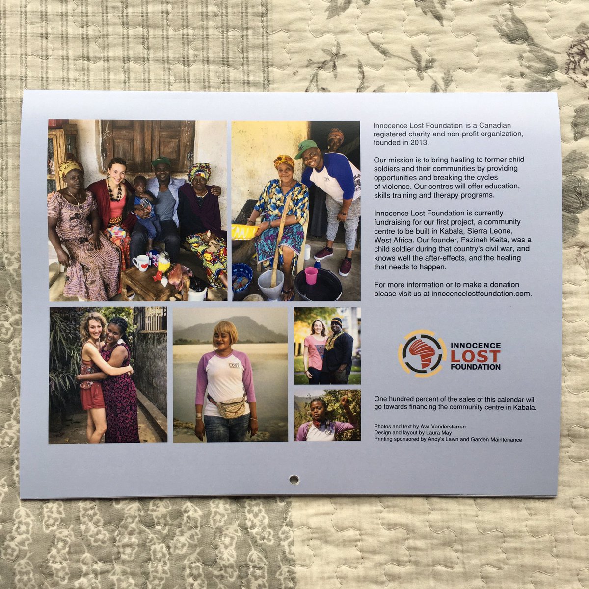 Foundation_IL's tweet photo. Our 2021 Calendar is available for purchase! Visit our Etsy shop:
https://t.co/zYVZePi5Wr

$15 each

Each month of this 2021 calendar features photos and stories from Ava &amp; Fazineh’s recent trip to Sierra Leone.

#calendar #fundraiser #SierraLeone https://t.co/NL8rlcOCAh