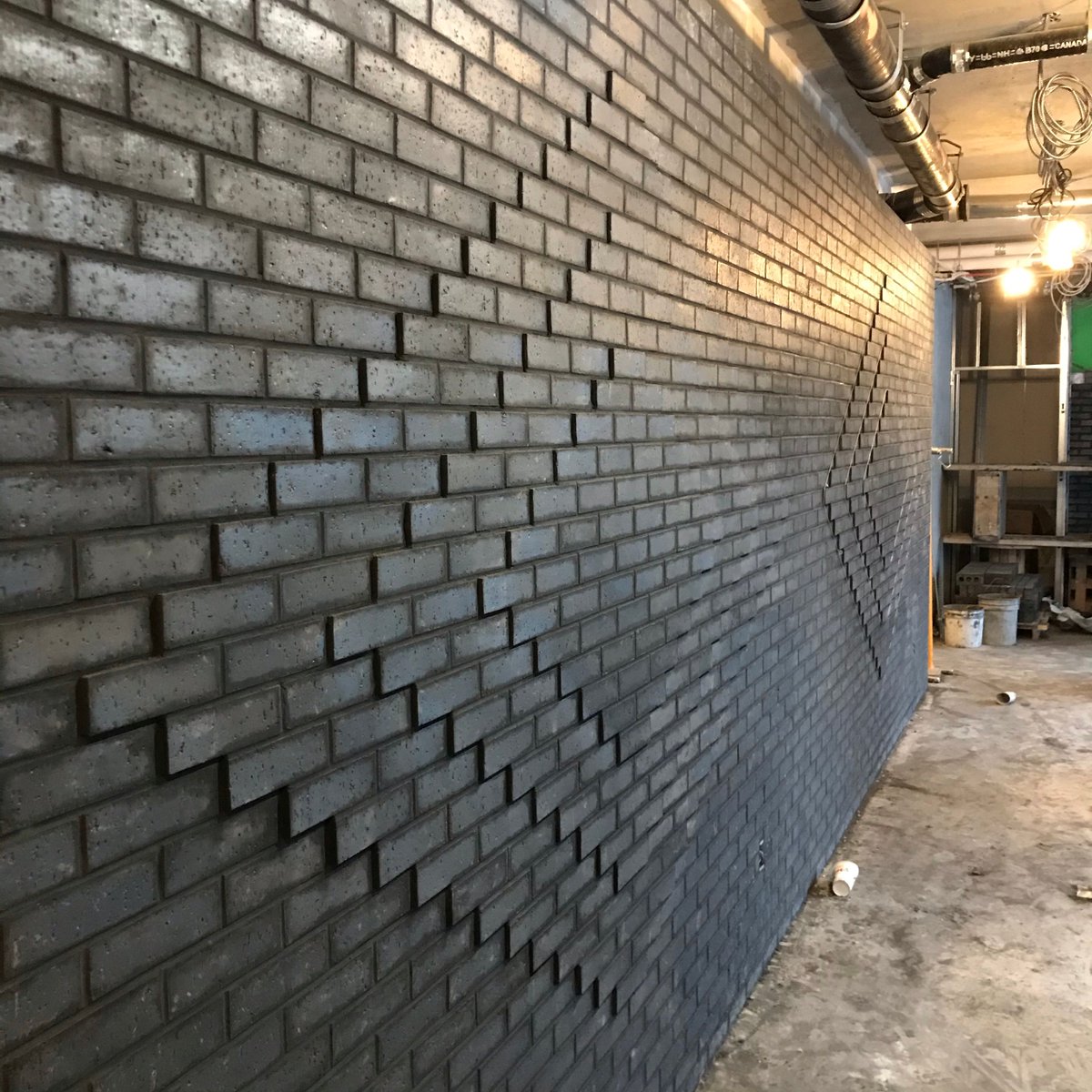 One of a few brick feature walls at our Queensway Park project. This one features a raised diamond shaped brick pattern <a href="/UrbanCapital/">Urban Capital</a> <a href="/rawdesignTO/">RAW</a>