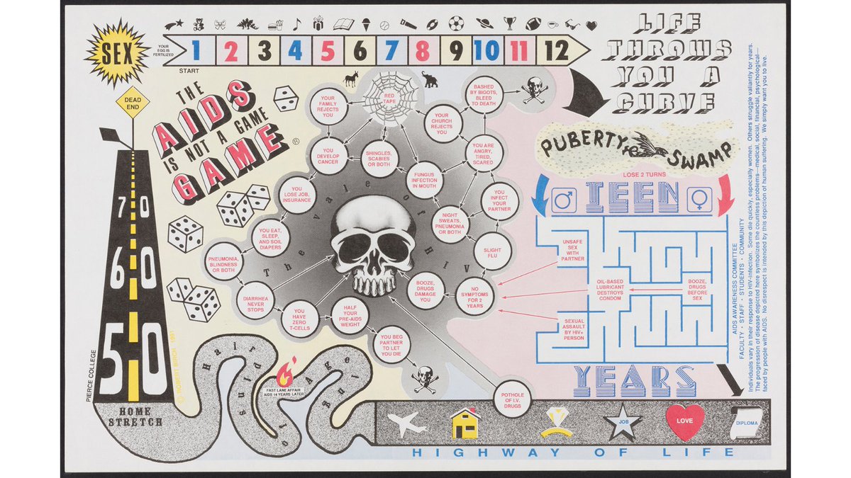 oneinstitutela's tweet photo. In Nov '91, “The AIDS Is Not a Game Game” poster was distributed at the Pierce College campus in LA during their annual AIDS Awareness Week. It was consequently the subject of controversy and debate. See the full post here: https://t.co/F3Fjd7PBwS

#ONEOutFront #LGBTQPosters https://t.co/vUhI8e4wfJ