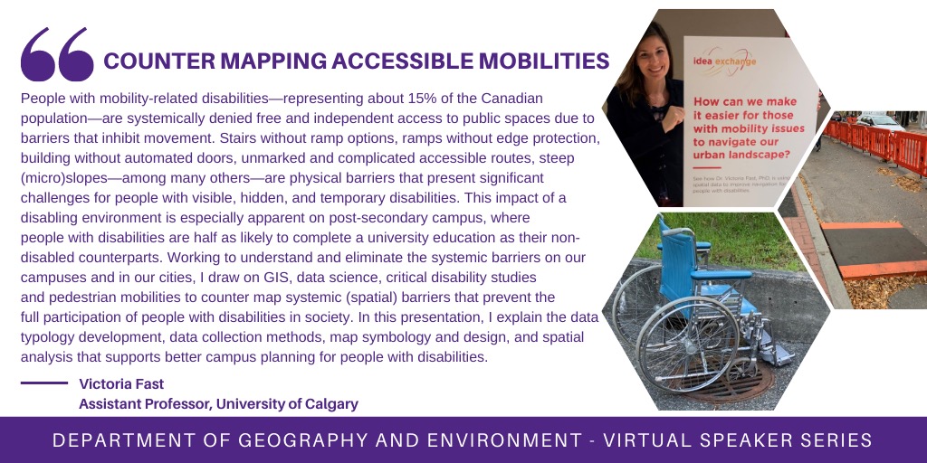 geograd's tweet photo. Join us this Friday for a talk from Dr. Victoria Fast (@VVFast) on Counter Mapping Accessible Mobilities!

Check your inbox for connection details 💜🌎 https://t.co/T4PsLdg4E8