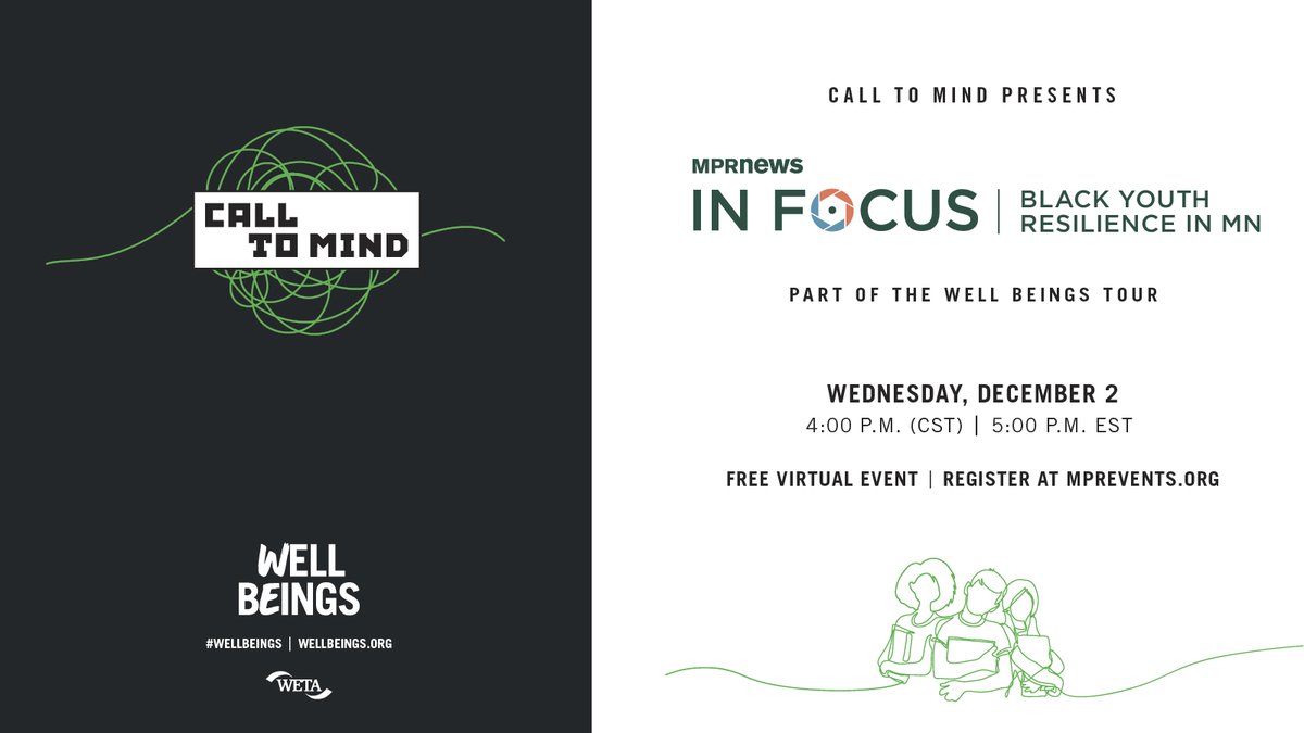 calltomindnow's tweet photo. There's still time to register for this FREE, virtual panel hosted by  @calltomindnow and @MPRnews. On Wednesday, join us to discuss how #Black youth can stay resilient amid persistent institutional racism. Register here: https://t.co/tXqoFWiJ8a #wellbeings @wellbeingsorg https://t.co/7FHqHJF8xg