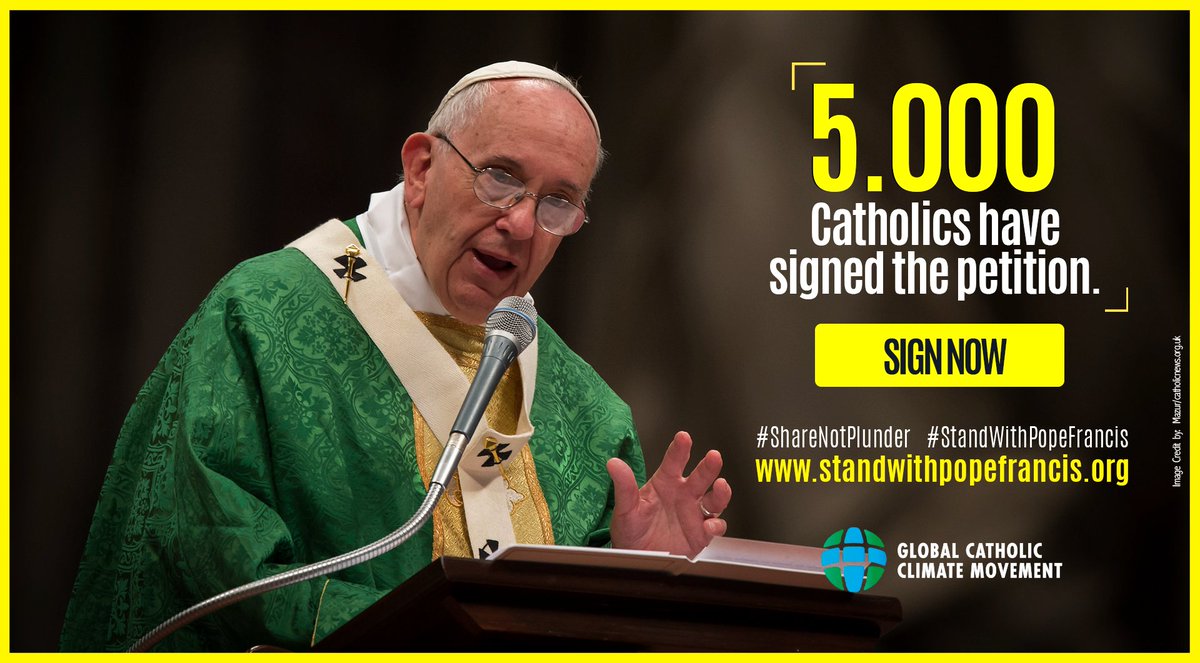 LaudatoSiMvmt's tweet photo. 🌎❓ Did you know that more than 5.000 Catholics have already joined the #StandWithPopeFrancis Catholic Petition? Show the Pope and the world that you care about creation. Sign the petition and say Yes to #SharingNotPlundering! ✍️ https://t.co/X2l0GgmBmB @VaticanIHD https://t.co/7nJxHxZKax