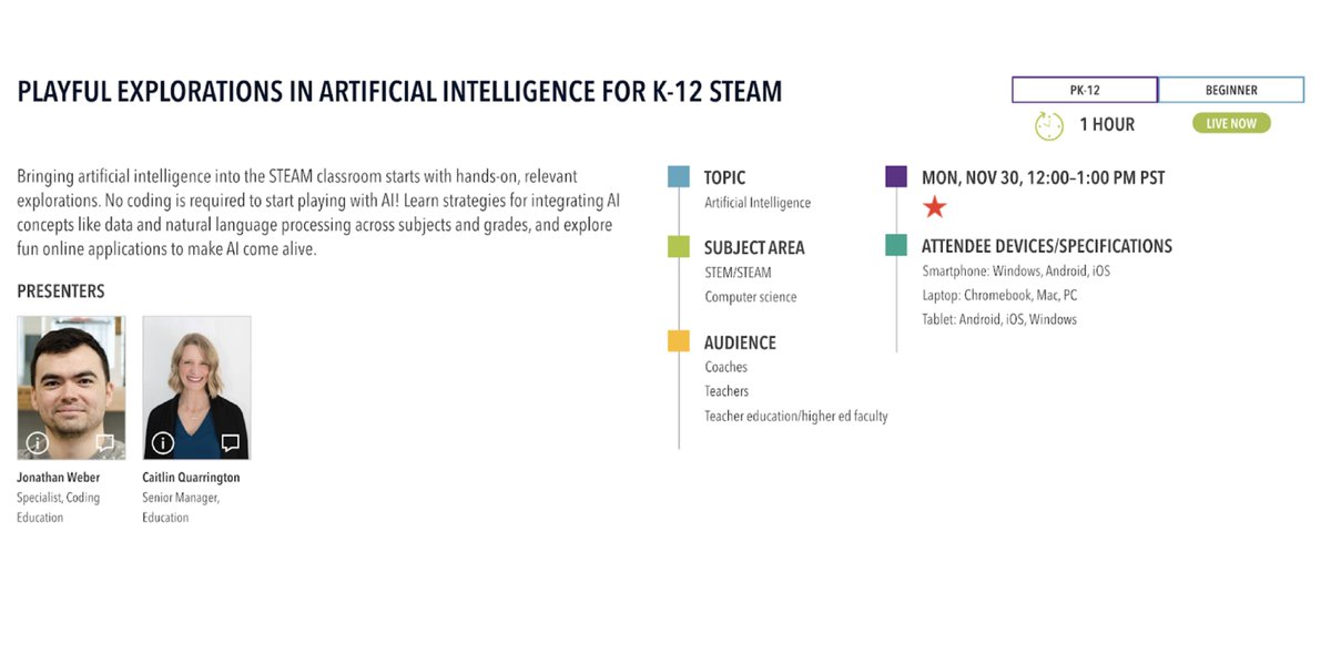 Our #ActuaTeachers team is presenting at #ISTE20 today! Here's a preview of our "Playful Explorations in Artificial Intelligence for K-12 STEAM" session happening later today: youtu.be/M1kz1QDnzbM #CanCode
See you there 👋
