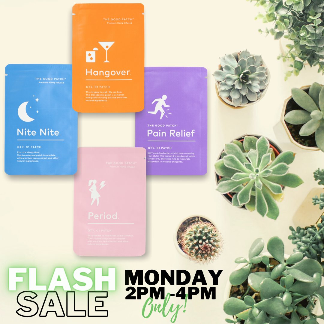 The wait is over! For 2 hours only, shop and save 10% on all The Good Patch products! Check it out here:

healthyhemp.com/product/the-go…

#cbd #hemp #health #wellness #healthylifestyle #vegan #patch #painrelief #hangover #period #sleep