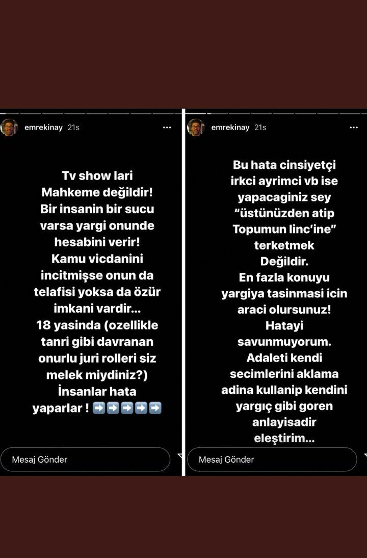 hepmeraktayim's tweet photo. Emre Kınay, Masterchef’e tepki gösterdi:“TV şovları mahkeme değildir Bir insanın bir suçu varsa yargı önünde hesap verir 18 yaşında (özellikle tanrı gibi davranan onurlu jüri rolleri)siz melek miydiniz? Siz sosyolog musunuz, pedagog mu, psikolog mu, yargıç mı?
#masterchefturkiye https://t.co/Cbl4XWDOmx