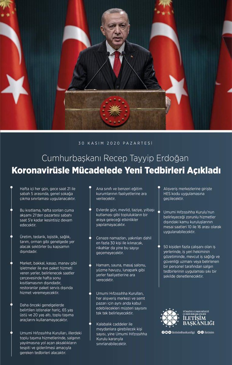 Cumhurbaşkanımız Recep Tayyip Erdoğan, kabine toplantısının ardından koronavirüsle mücadelede alınan yeni tedbirlere ilişkin açıklama yaptı. 👇