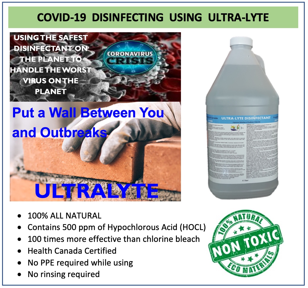 M&amp;L Supply has inventory of Ultra-Lyte disinfectant as well as "foggers" and other dispensing options. 100% ALL NATURAL.......Contact your local sales representative for more information, or contact our Head Office