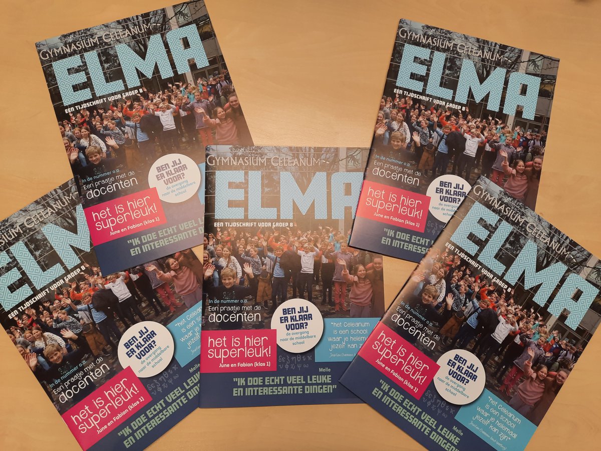 celeanum's tweet image. De groep 8 Elma is er! Wil je het ontvangen? Mail snel naar: aanmelden@celeanum.nl. Inhoud: interviews met brugklassers, docenten, oud-leerlingen, Jong Celeanum, het lekkerste recept van school, een quiz, een mythe, een sport challenge, scheikunde voor thuis en nog veel meer!