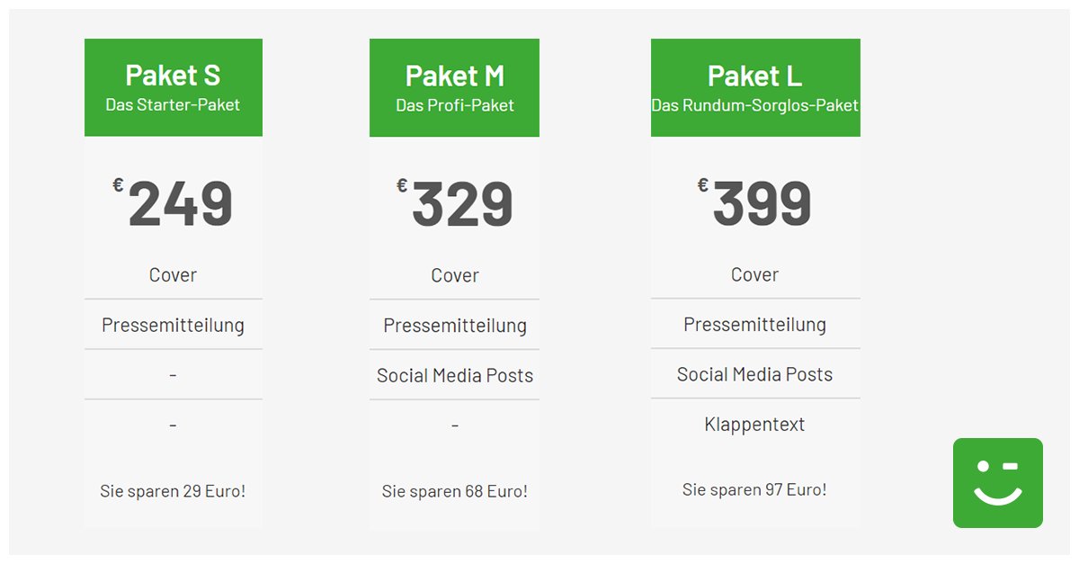 Unser Premium-Team hat sich für den Dezember etwas Besonderes überlegt und bietet ab morgen brandneue Pakete für den optimalen Marketingauftritt an! Vermarkte dein Buch jetzt mit unserer Hilfe! 📗
Mehr Infos: grin.com/de/help-premiu…