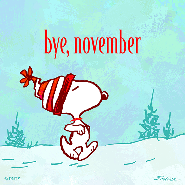 Snoopy's tweet image. So long, November.