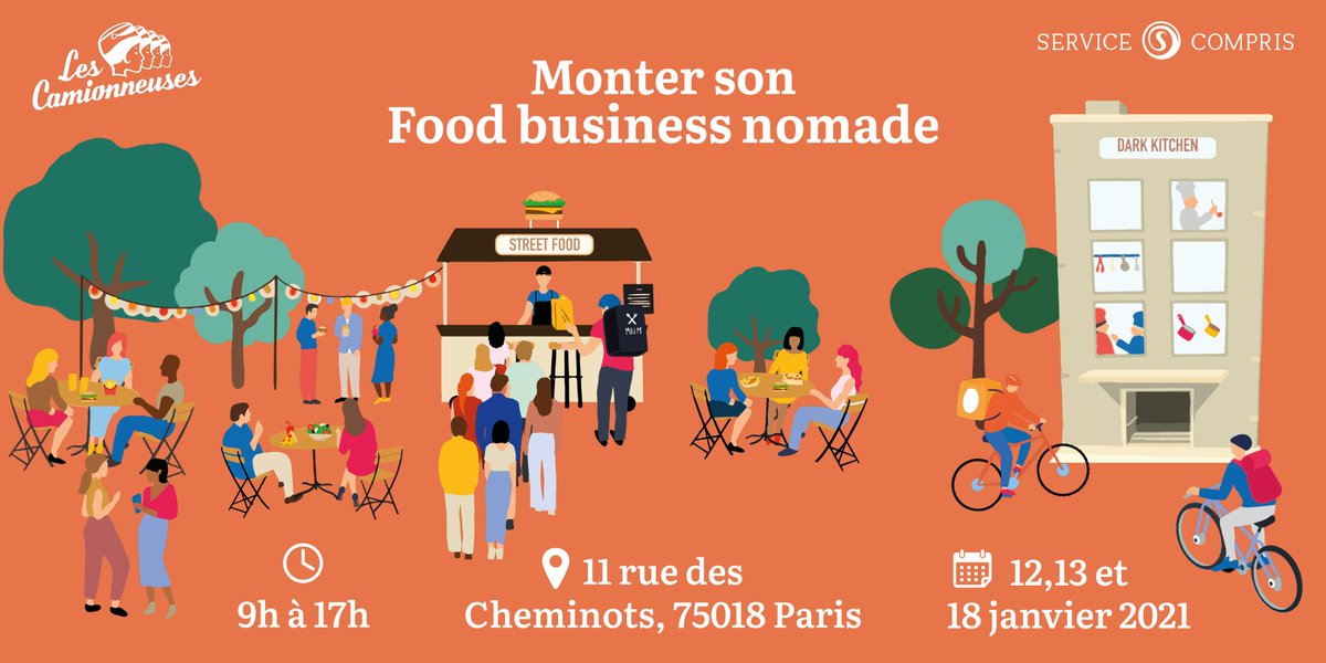 *Monter son food business nomade* 12,13 &amp; 18 janvier prochains nous remettons le couvert avec <a href="/S_Compris/">Service Compris</a> pour cette formation dédiée aux personnes qui souhaitent concrétiser un projet de food nomade : #darkkitchen #foodtruck #livraison #traiteur etc. Infos bit.ly/39lOc6v