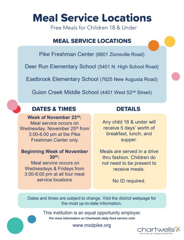 PikeSchools's tweet photo. In order to make meal pick up more convenient, Chartwells is adding an additional day and three new pick up locations starting this week. https://t.co/njImHgtjnC