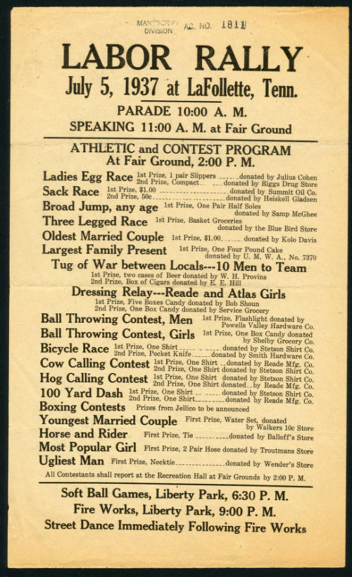 The 30s-40s saw Highlander train textile and industrial workers as well as union organizers across the South as an arm of the Congress of Industrial Organizations(CIO). Below is a flyer for a labor rally, one of many events hosted/sponsored by Highlander to educate organizers 10/