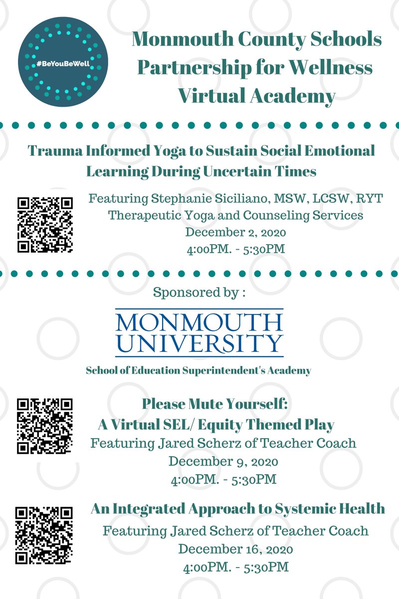 Joseph Isola (@josephisola) on Twitter photo Please join us for the <a href="/MCSPWellness/">Monmouth County Schools Partnership for Wellness</a> Virtual Academy Series! This Wednesday we will focus on "Trauma Informed Yoga to Sustain Social Emotional Learning during Uncertain Times" #BeYouBeWell Please join us for the <a href="/MCSPWellness/">Monmouth County Schools Partnership for Wellness</a> Virtual Academy Series! This Wednesday we will focus on "Trauma Informed Yoga to Sustain Social Emotional Learning during Uncertain Times" #BeYouBeWell