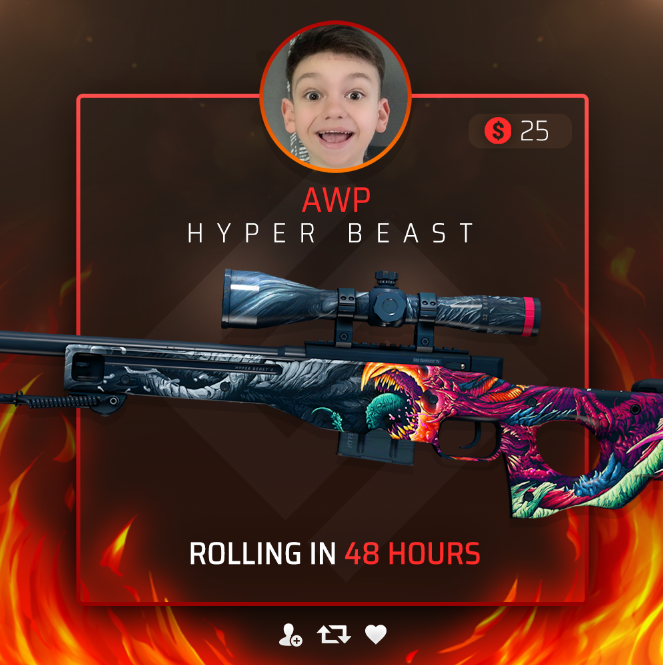 yungshapez's tweet photo. 🎁 $25 AWP | HYPER BEAST GIVEAWAY

Enter now:
- Retweet
- Follow @ShapezGG 

⏰ ROLLING IN 48 HOURS - GOOD LUCK! https://t.co/yhWgDKAalL