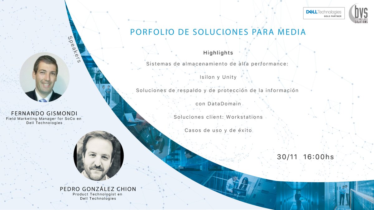 #EventosBVS Hoy: presentación exclusiva para la industria de Media a cargo de especialistas <a href="/DellTech/">Dell Technologies</a> en la que conocerá el porfolio de soluciones a la medida de su negocio.

Inscríbase ingresando a: lnkd.in/d-Zr7su