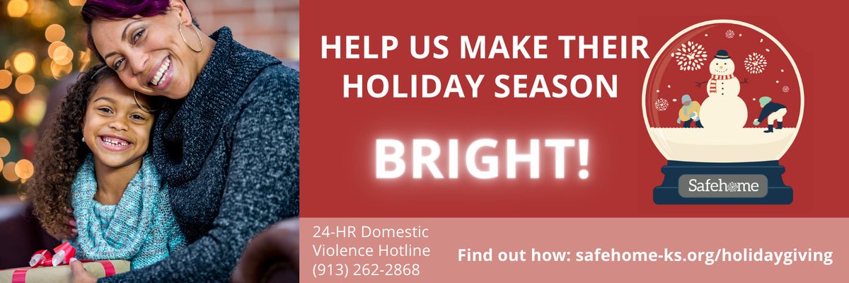 Will you keep survivors of domestic violence in mind this season? We need your help to empower women, children, and men in our community now more than ever.  

Make a tax-deductible donation: bit.ly/33LsVzN or checkout more ways to help: safehome-ks.org/holidaygiving!
