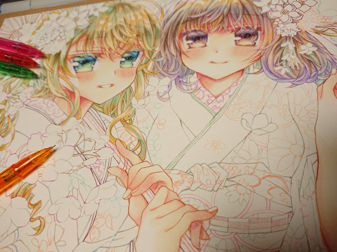 「hair flower uchikake」 illustration images(Latest)
