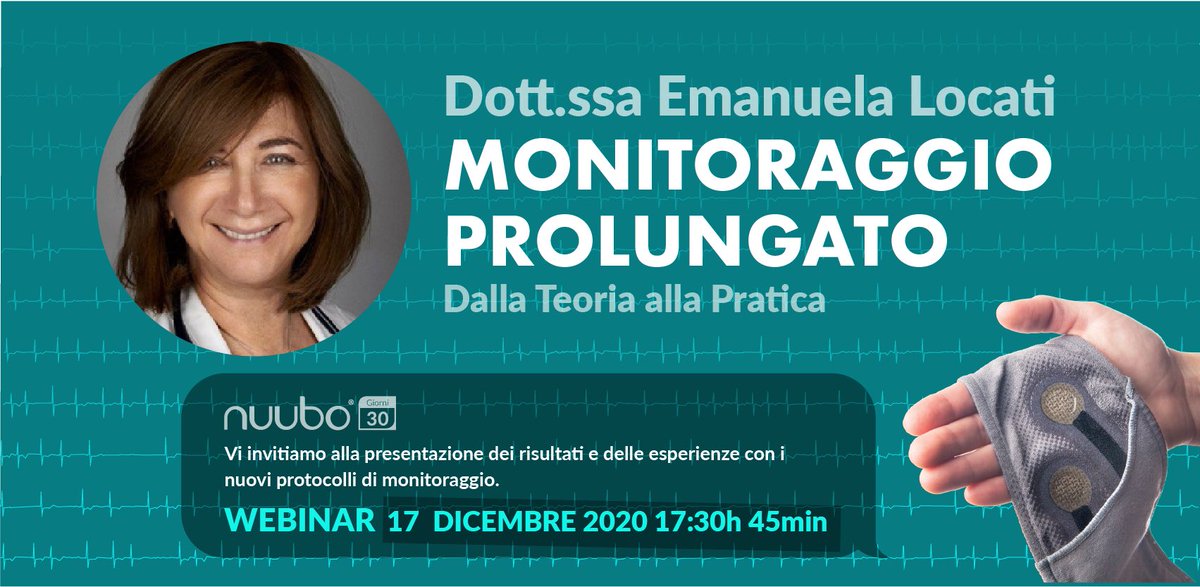 Per la prima volta in Italia vogliamo condividere dati ed esperienze di monitoraggio esterno di pazienti con #palpitazioni, #ictus criptogenetico e #sincope.

using.nuubo.com/it/webinar-ita/