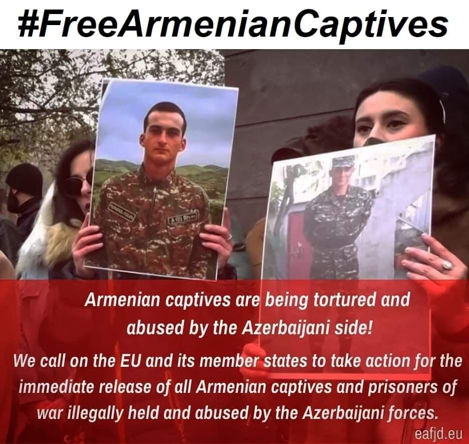 eafjd's tweet photo. ‼️ #FreeArmenianCaptives‼️
We join our voices to those of many #Armenian families urging the international community to act for an immediate release of all Armenian captives and war prisoners held and abused by #Azerbaijan! https://t.co/0pD0mshY7j