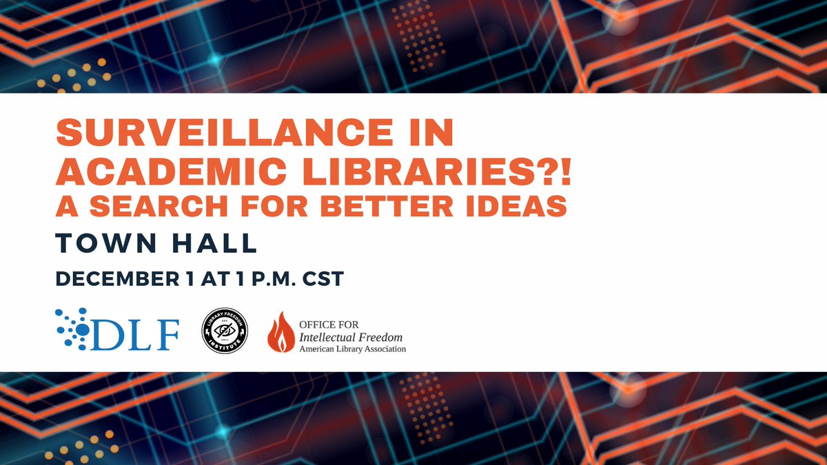 OIF's tweet image. There's still time to register for tomorrow's town hall! Join the IFC Privacy Subcommittee, @CLIRDLF, and @LibraryFreedom as we explore the mutual understanding and collaboration between libraries and information security personnel. bit.ly/3fXyXlG