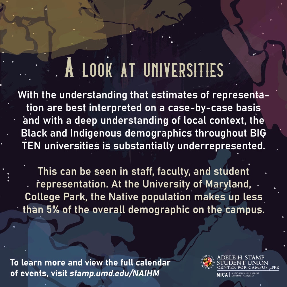 UMDMICA's tweet photo. Native representation matters. We must celebrate Native American Indigenous Heritage Month and amplify Native voices on our campuses.
#NativeAmericanHeritageMonth #RepresentationMatters #NativeFacts #NativeTerps https://t.co/T6tZssfNL4