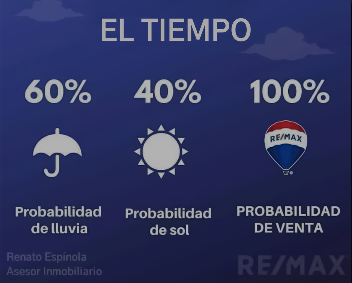 renatoremaxpy's tweet photo. Con la tranquilidad de un pronóstico seguro #sumateaREMAX

Contactame al (0981) 228-217
renatoespinola@remax.com.py
#agenteREMAX #REMAXForce https://t.co/P6GSXg8W7M