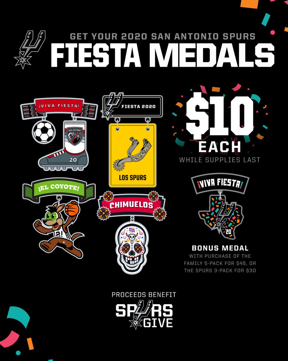 spurs_way's tweet photo. π TODAY ONLY! π
All @spurs 2020 Fiesta Medals are 35% off for #CyberMonday!
There's a limited supply left, don't wait!π£π
#FiestaSA | #SpursGiveBack https://t.co/u0FKLC4cdZ