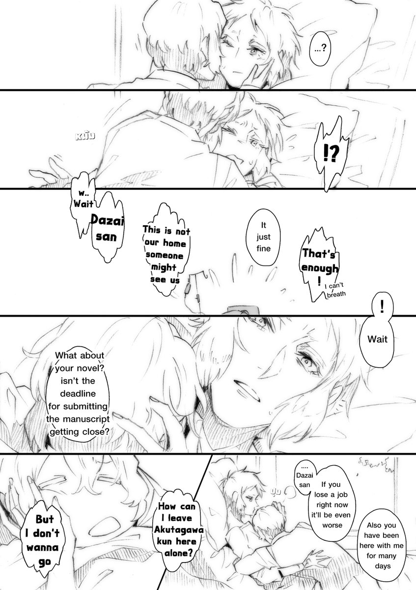 kyo_okita's tweet photo. [太芥] The last wish *Death scene*
In this comic
-Aku has a lung infection
-status : lover
-After AK's symptoms getting worse he quit his job
-DZ leave on furlough indefinitely and take AK to a small house in the countryside
-While living there DZ start writting novels
(1-4) https://t.co/FqLAaI323l