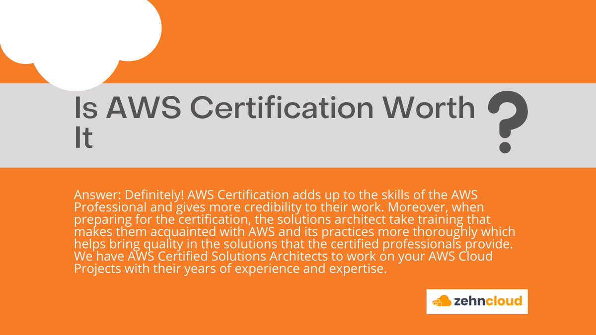 Zehncloud's tweet image. Is AWS Certification Worth It? 

To Know More, Click Here: zehncloud.com

#awscloudmigration #awscloudsolutions #AWScloudservices #awscloud #zehncloud