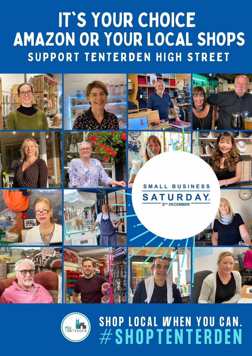 MyTenterden's tweet image. It&apos;s Small Business Saturday this coming Saturday! Please try to give Amazon a miss in the run up to Christmas &amp;amp; support our local shops, take a peak at some of the owners &amp;amp; managers from our fabulous independents in Tenterden High Street #shopslocal #searchlocal #SmallBizSatUk